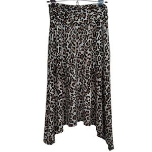 I. N. Studio Animal Print Stretchy Skirt w/ Shark-bite Hem Size MP